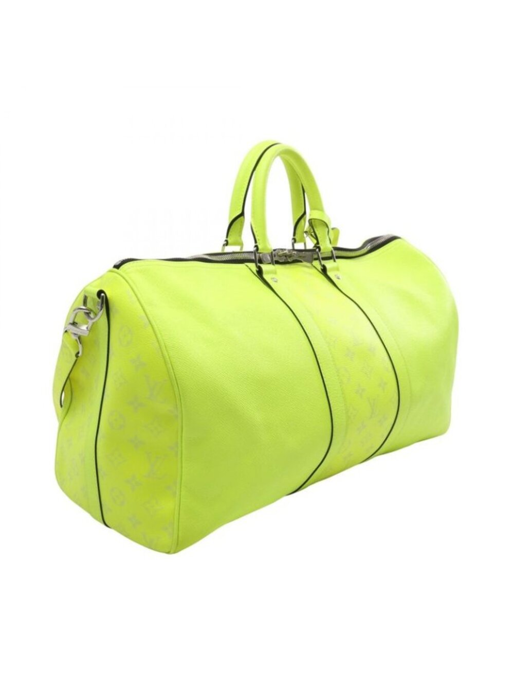 Louis Vuitton Boston Bag Keepall Bandouliere 50 Neon Yellow Leather Canvas - Picture 2 of 10